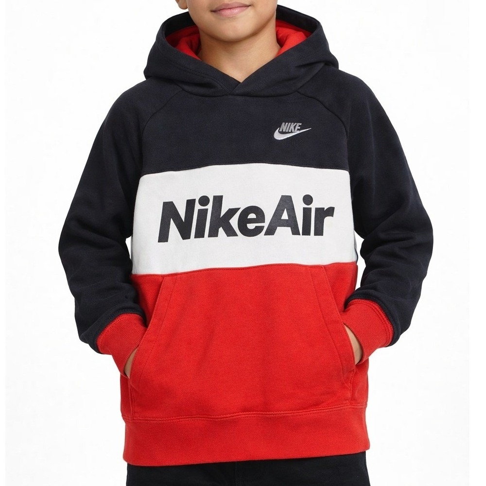 Nike Air Hoodie Kids Size L Black White Red Pullover‎ Sweatshirt Spellout